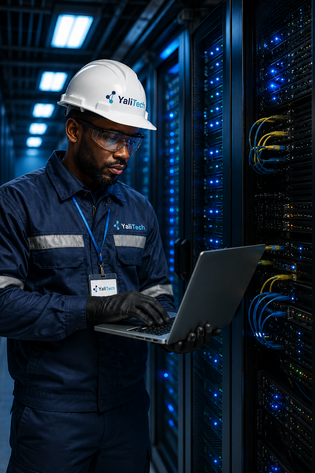 Technicien Yali Tech en salle serveur